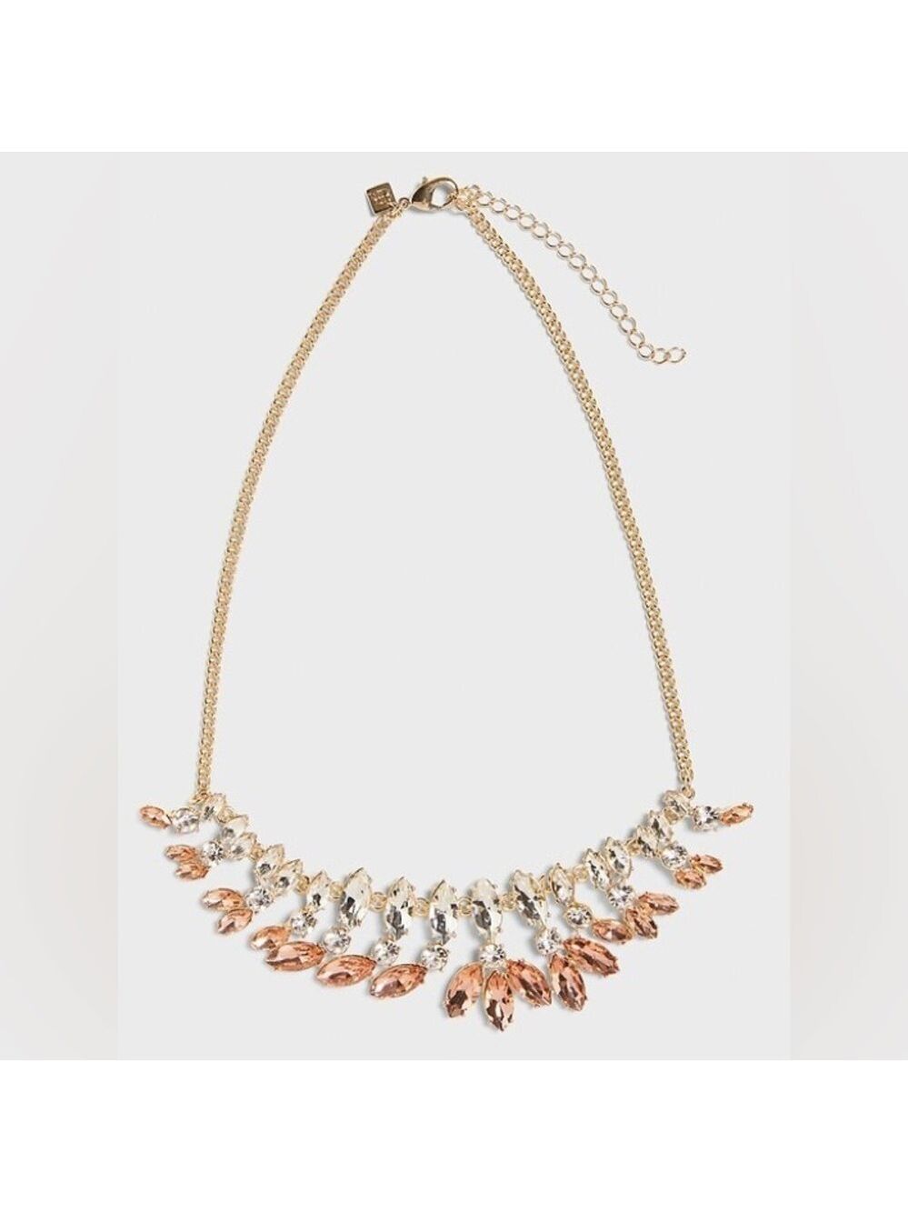 Banana republic blush pink clear gem jeweled elegant necklace